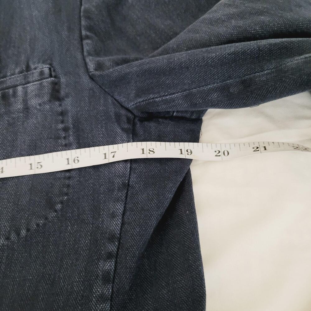 Gian Luca Napoli Blazer Mens 42 Long Blue Gray Herringbone Twill Unstructured - Picture 8 of 16